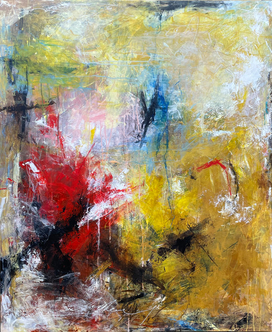 Autumn lights, 120x100 cm - abstrakt originalt maleri