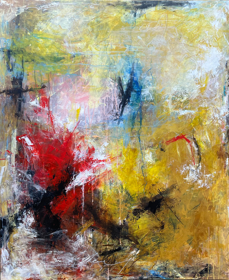 Autumn lights, 120x100 cm - abstrakt originalt maleri