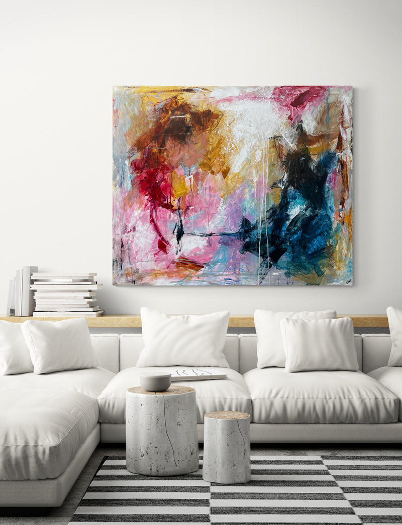Step into the light, 100x120 cm - landskabsinspireret originalt maleri