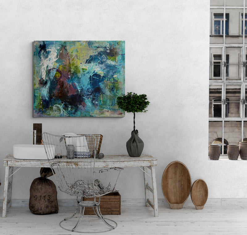 Out of the blue, 100x120 cm - originalt maleri