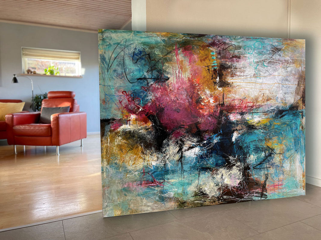 It's a beautyful day, 120x150 cm - landskabsinspireret originalt maleri