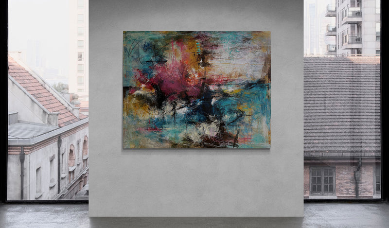 It's a beautyful day, 120x150 cm - landskabsinspireret originalt maleri