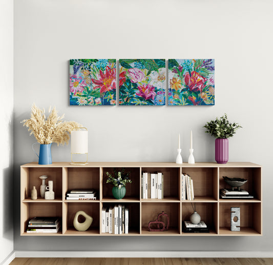 Garden of secrets 2, 50x50 cm - blomsterinspireret originalt maleri