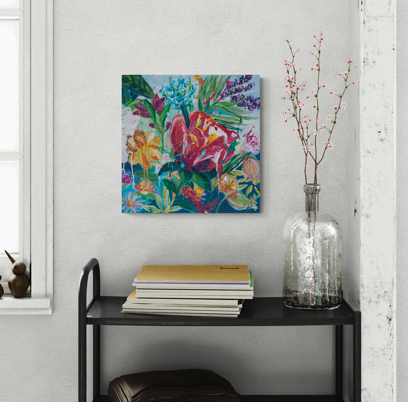 Garden of secrets 3, 50x50 cm - blomsterinspireret originalt maleri (kopi)
