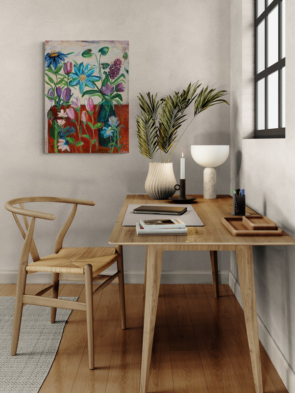 Flowers on the table, 80x60 cm - originalt maleri