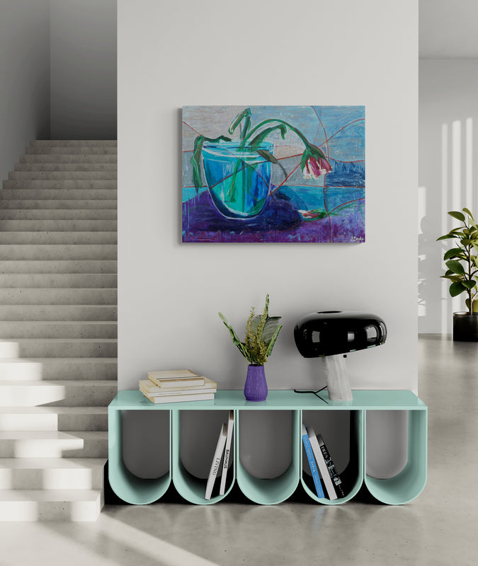 The last tulip, 60x80 cm - blomsterinspireret originalt maleri