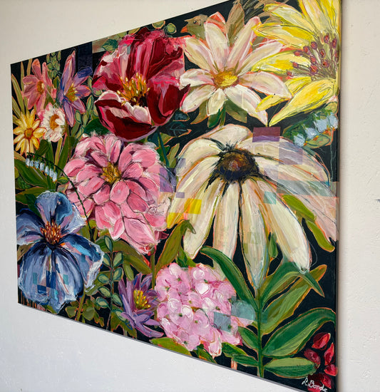 Fragile wonders, 90x120 cm - blomsterinspireret originalt maleri