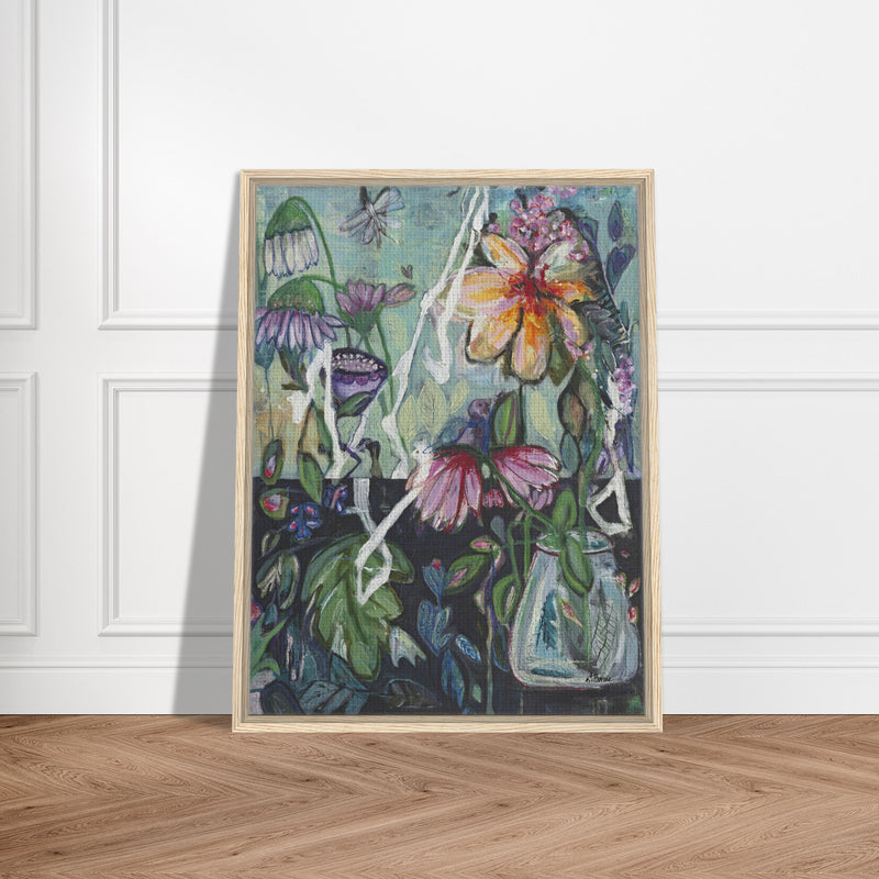 Flowers in a vase - blomsterinspireret lærredstryk i topkvalitet