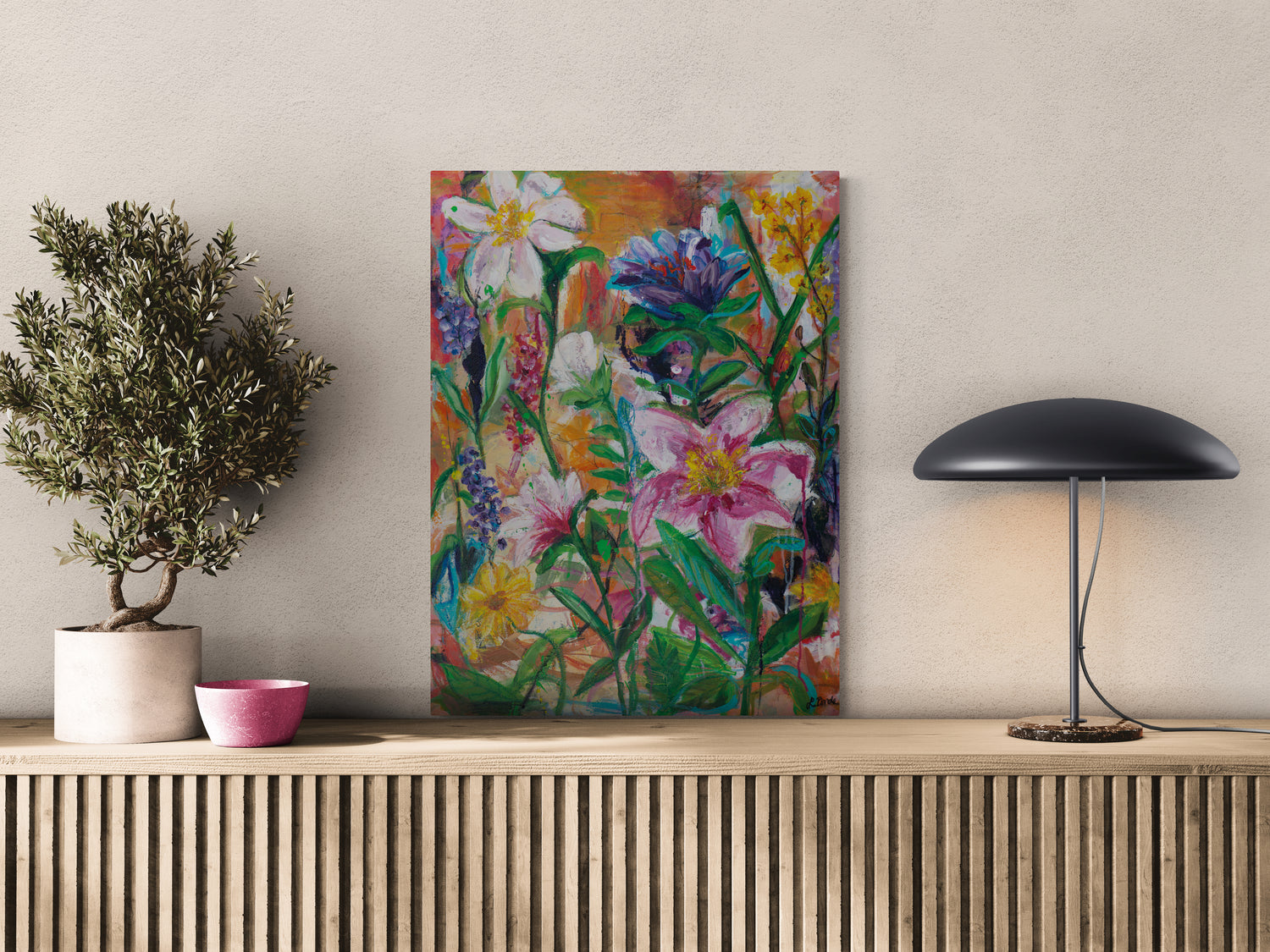 Blossom in Spring, 80x60 cm - blomsterinspireret originalt maleri
