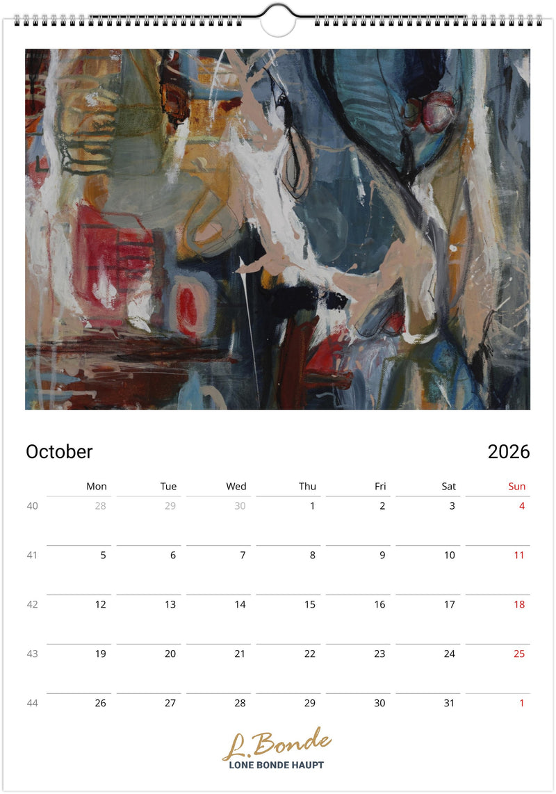 Abstrakt vægkalender 2026, A3