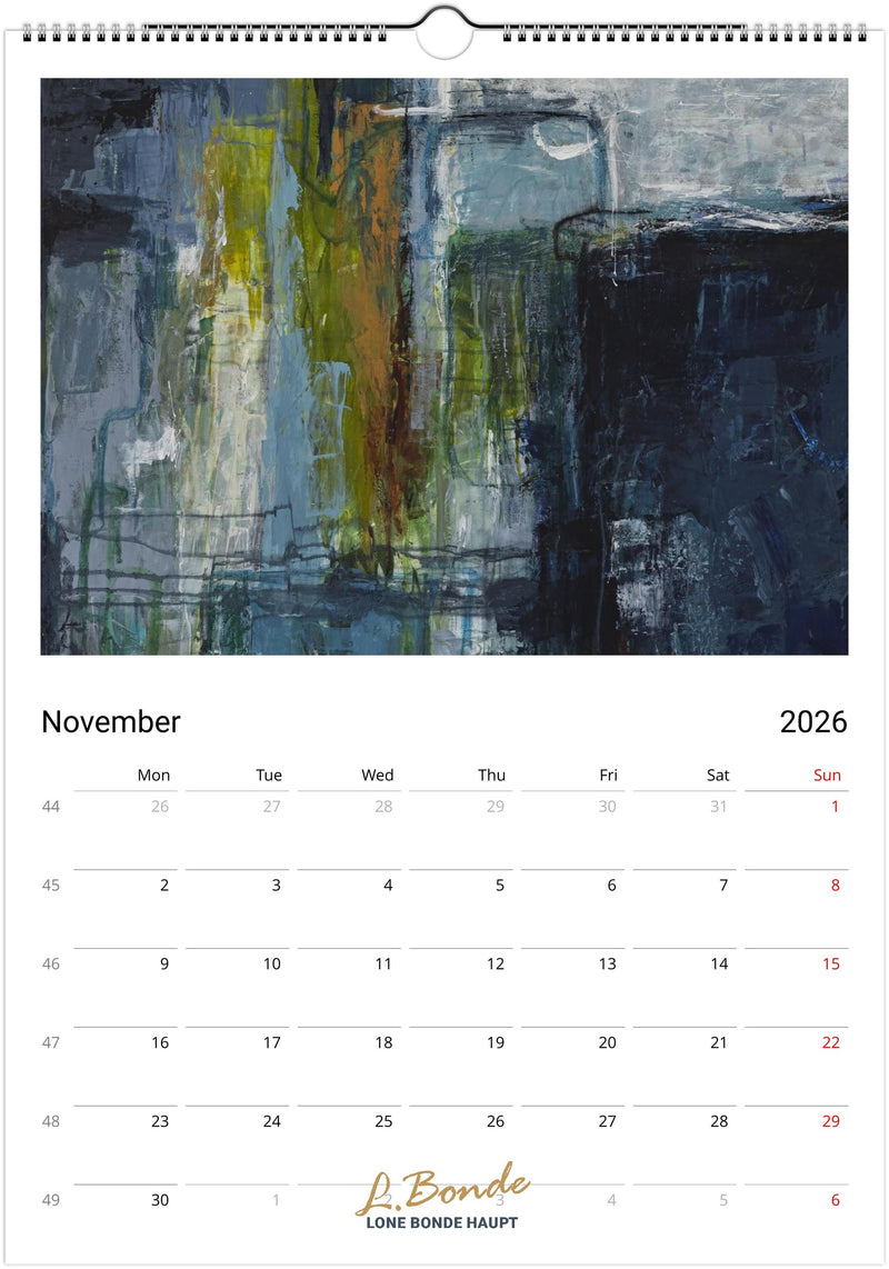 Abstrakt vægkalender 2026, A3