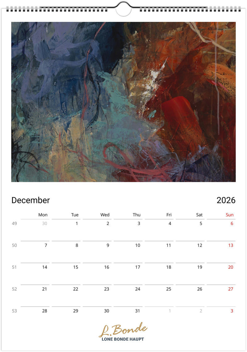 Abstrakt vægkalender 2026, A3