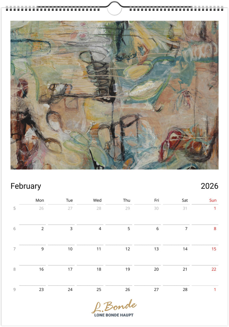 Abstrakt vægkalender 2026, A3