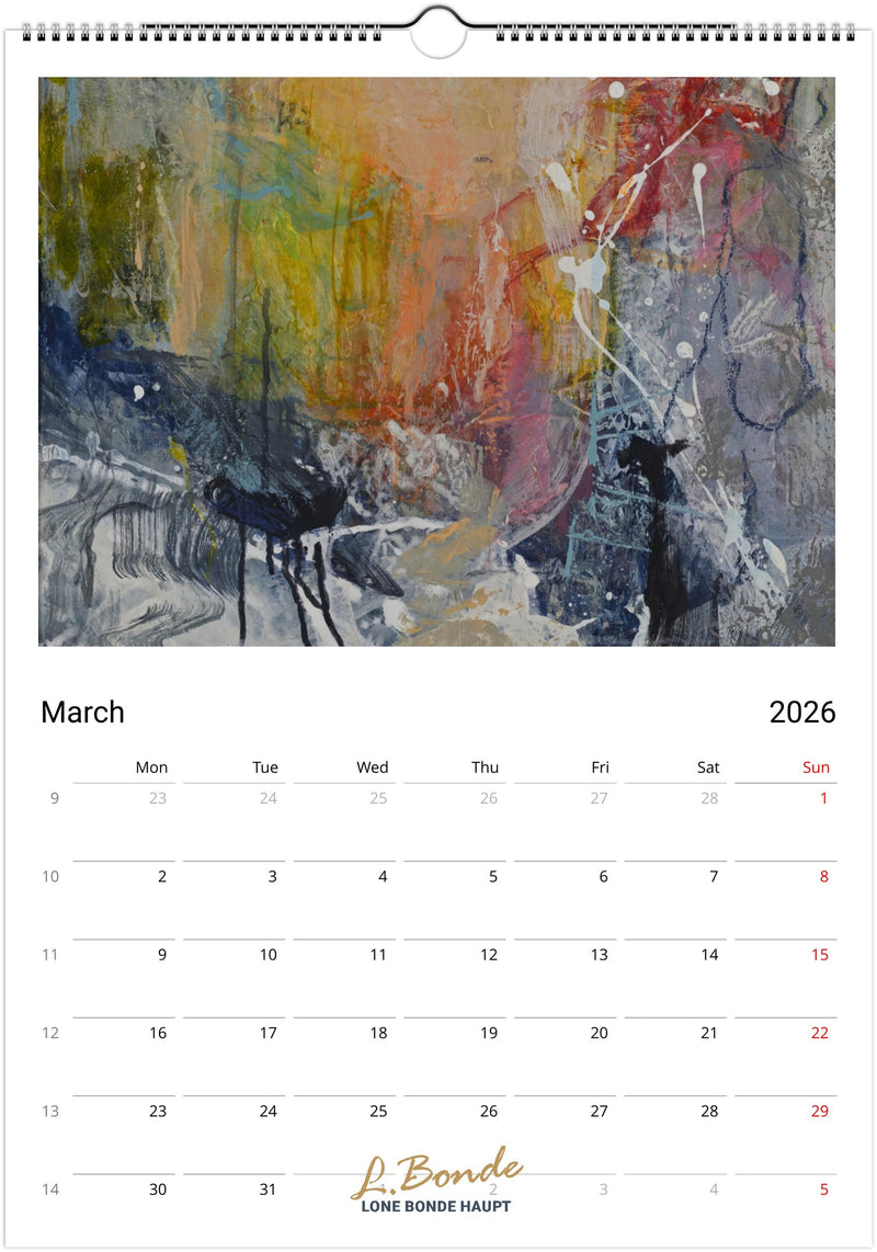 Abstrakt vægkalender 2026, A3