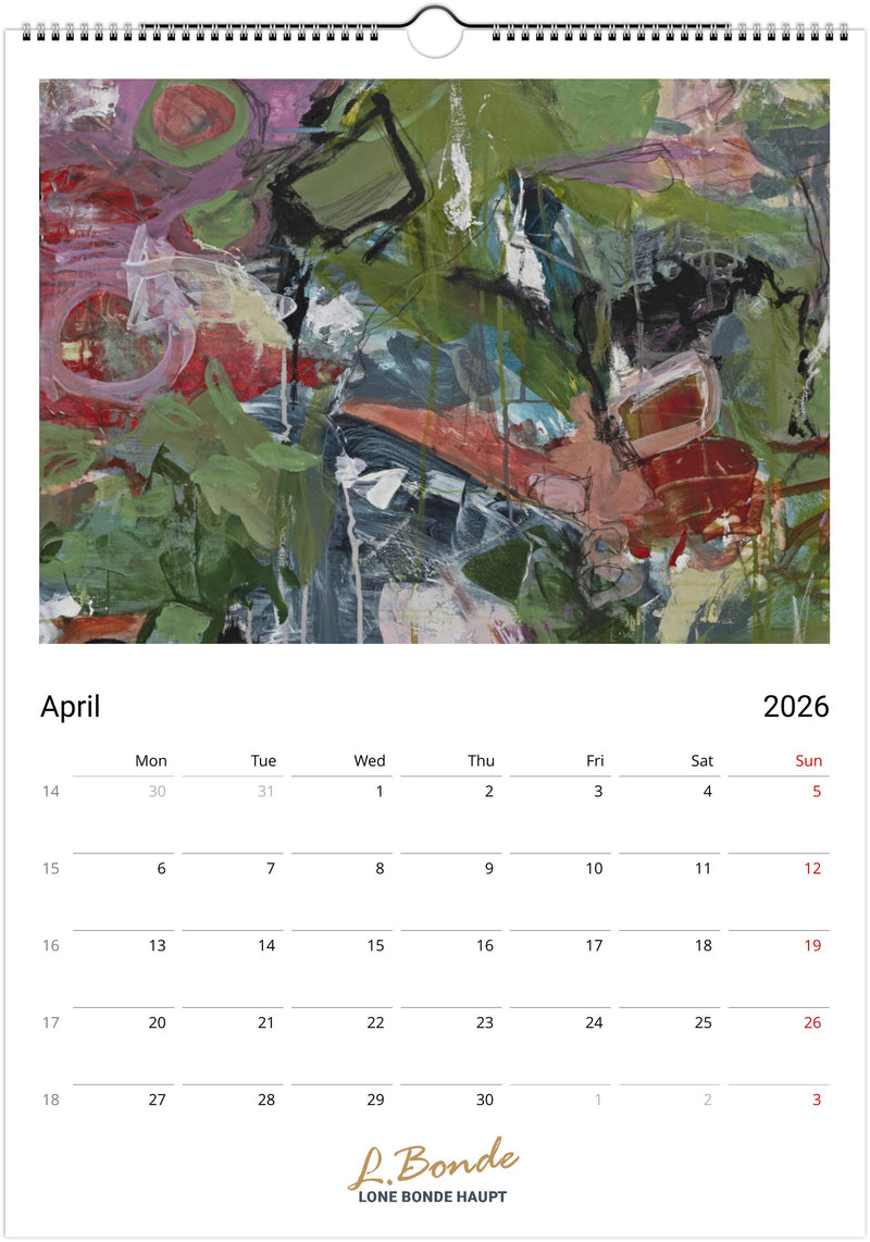 Abstrakt vægkalender 2026, A3