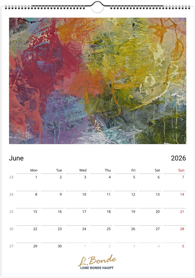 Abstrakt vægkalender 2026, A3