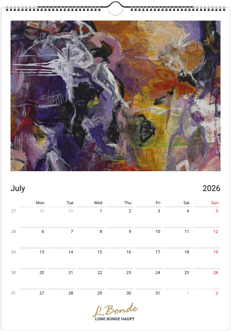 Abstrakt vægkalender 2026, A3