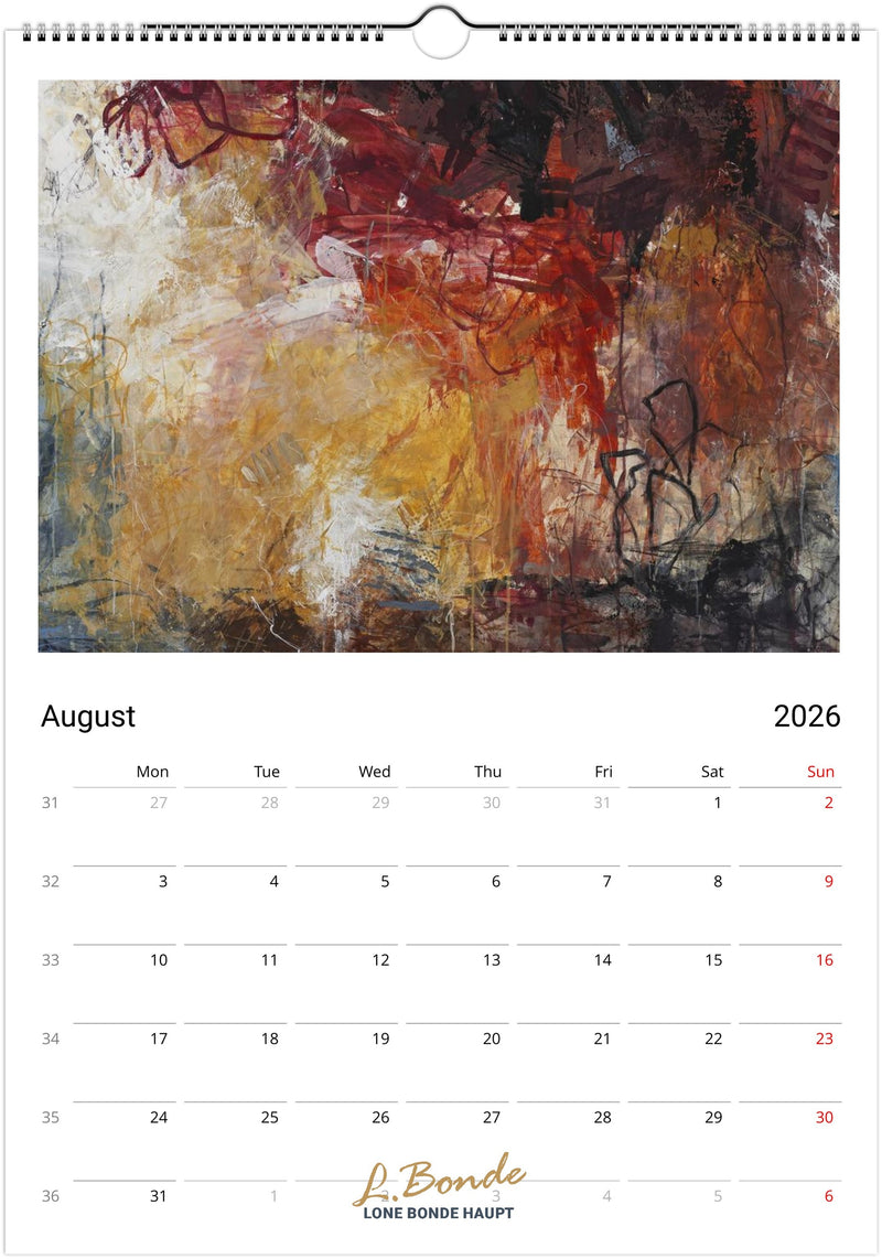 Abstrakt vægkalender 2026, A3