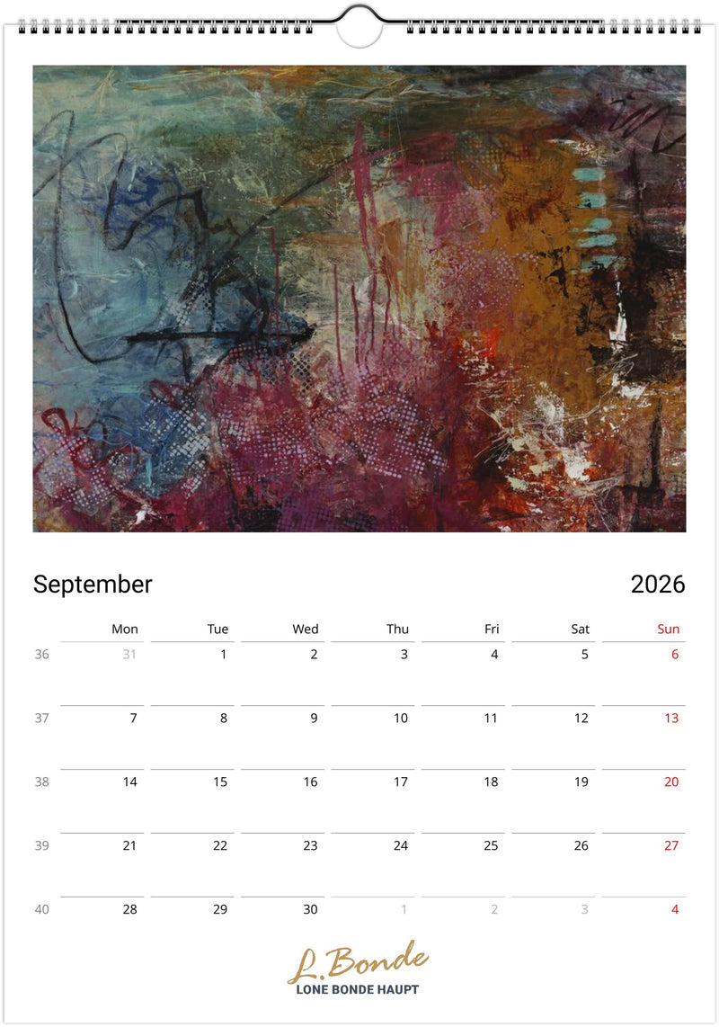 Abstrakt vægkalender 2026, A3