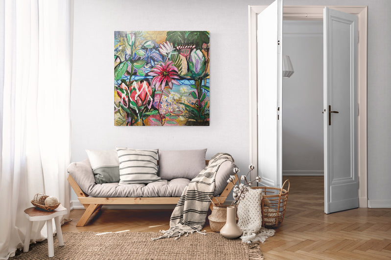 Summer vibes, 100x100 cm - originalt maleri