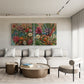 Happy garden life 2, 100x100 cm - blomsterinspireret originalt maleri
