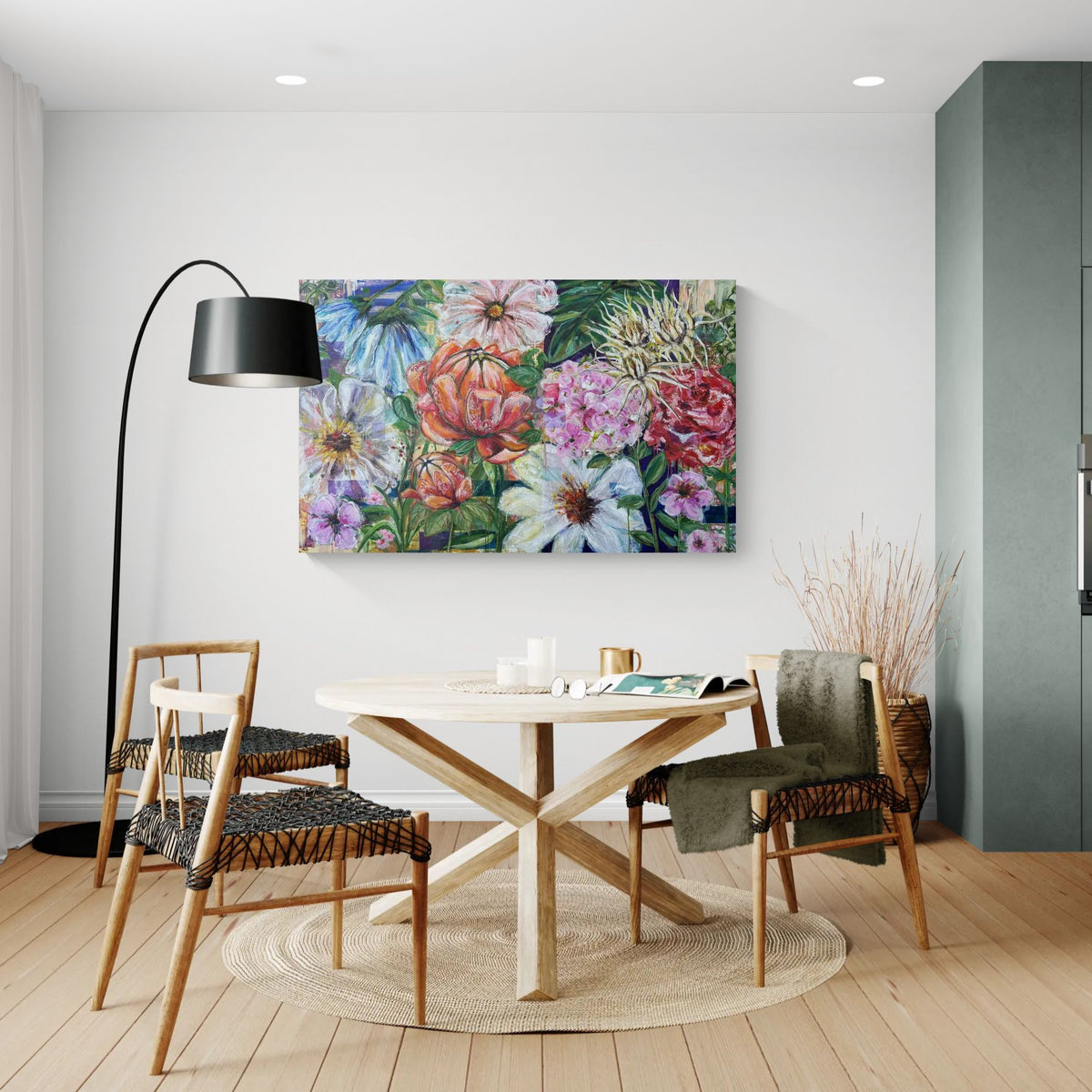 The flowers doesn't wait, 100x160 cm - blomsterinspireret originalt maleri