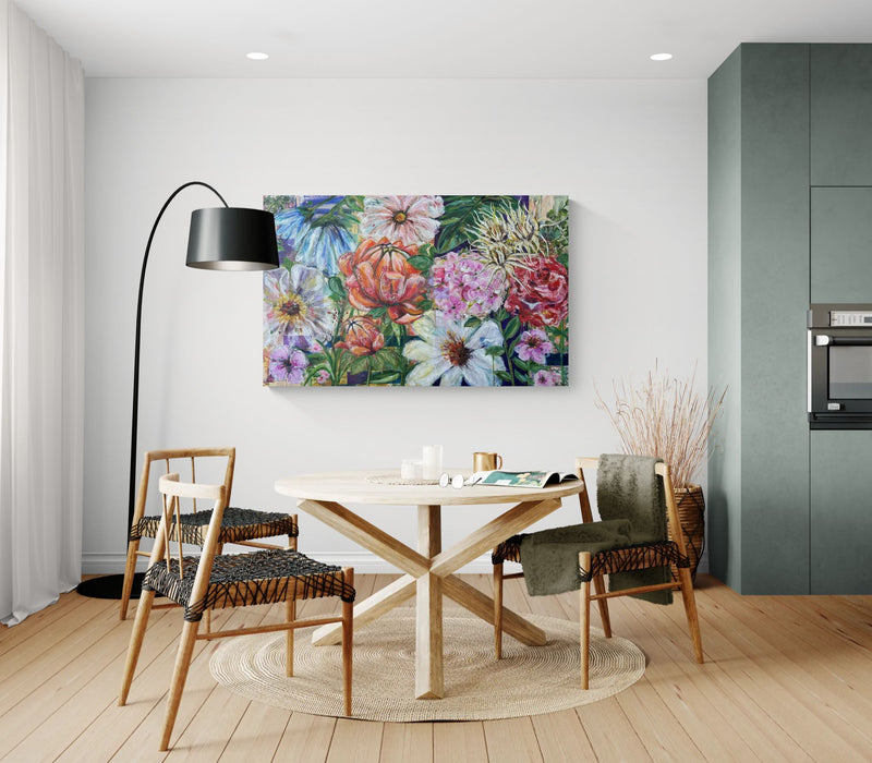 The flowers doesn't wait, 100x160 cm - blomsterinspireret originalt maleri