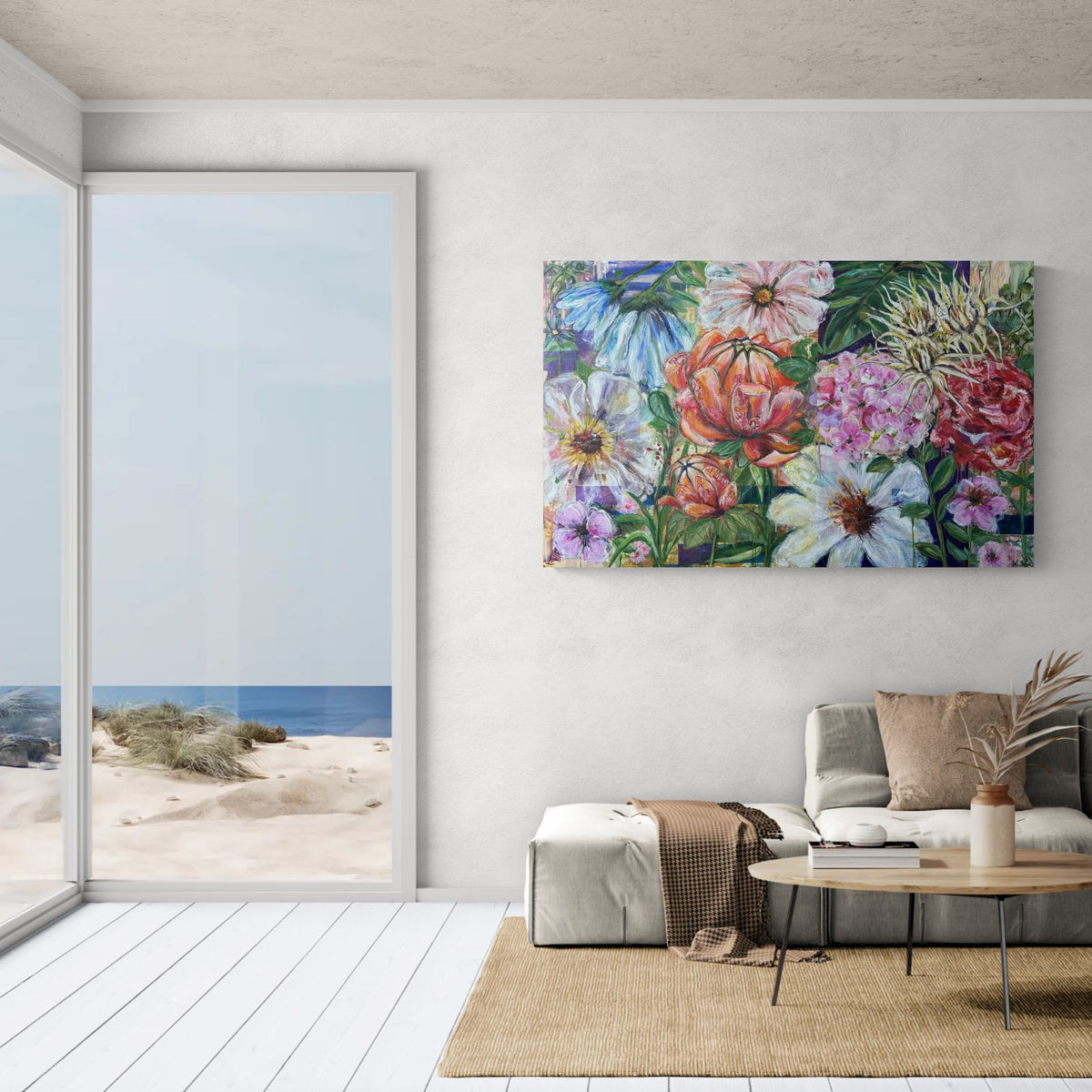 The flowers doesn't wait, 100x160 cm - blomsterinspireret originalt maleri