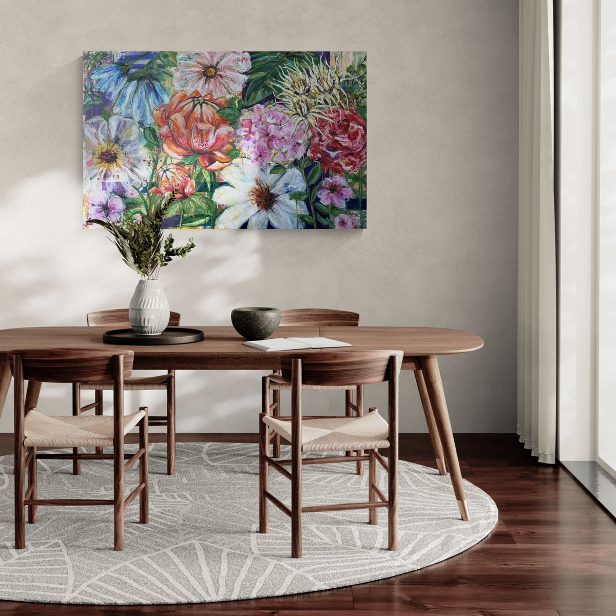 The flowers doesn't wait, 100x160 cm - blomsterinspireret originalt maleri