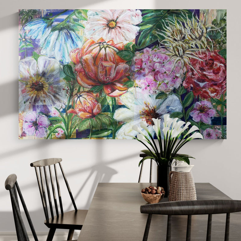 The flowers doesn't wait, 100x160 cm - blomsterinspireret originalt maleri