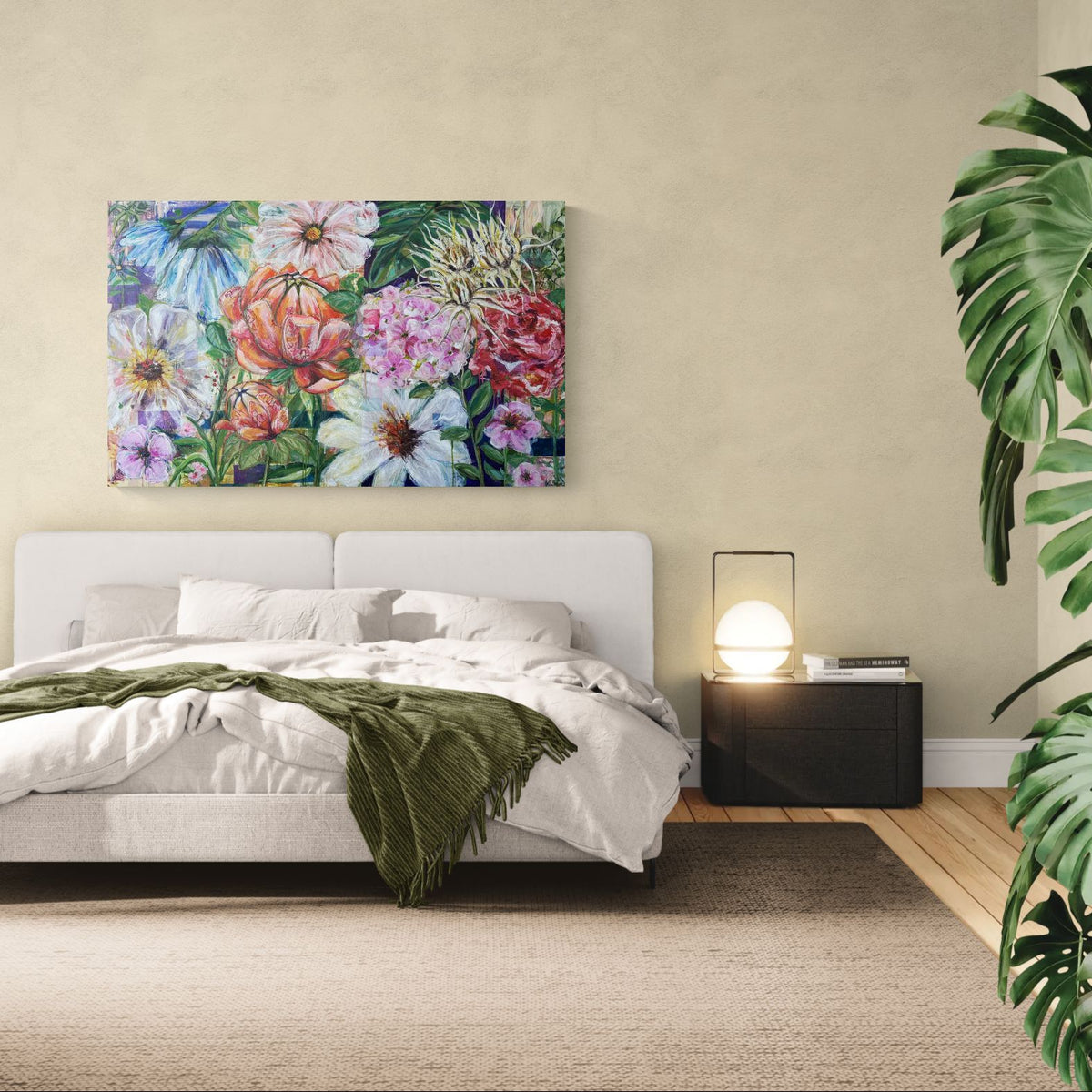 The flowers doesn't wait, 100x160 cm - blomsterinspireret originalt maleri