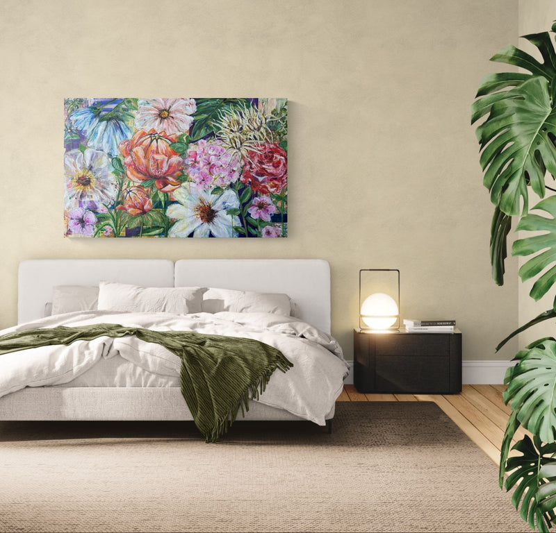 The flowers doesn't wait, 100x160 cm - blomsterinspireret originalt maleri