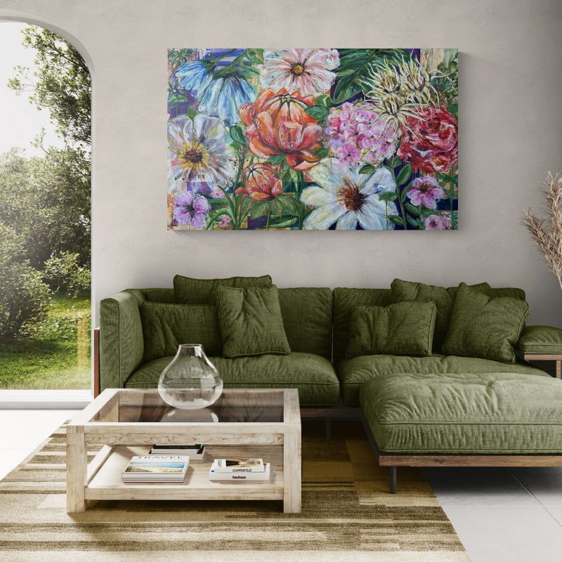 The flowers doesn't wait, 100x160 cm - blomsterinspireret originalt maleri