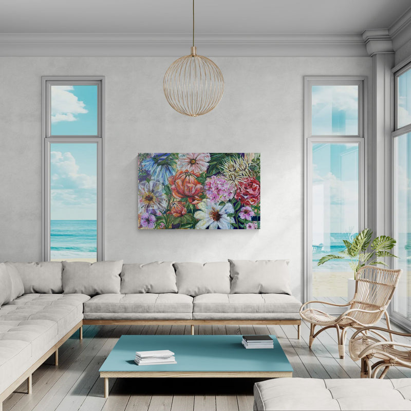 The flowers doesn't wait, 100x160 cm - blomsterinspireret originalt maleri