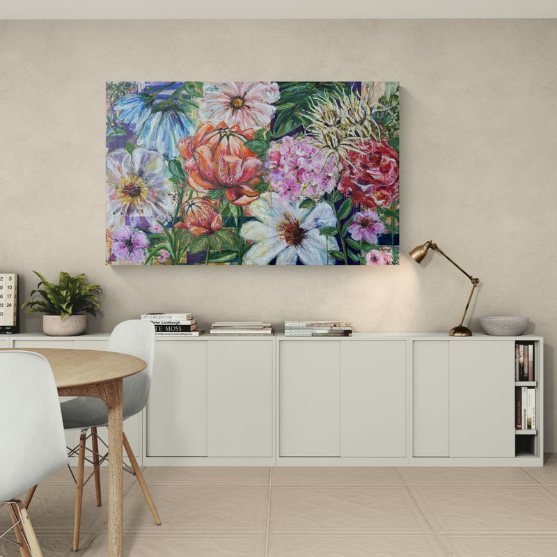 The flowers doesn't wait, 100x160 cm - blomsterinspireret originalt maleri