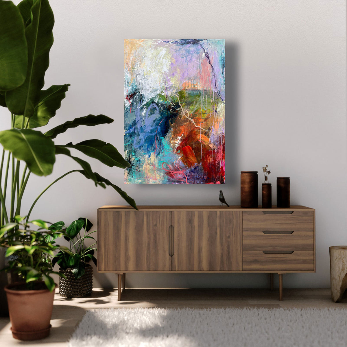 Fly baby fly, 100x70 cm - landskabsinspireret originalt maleri