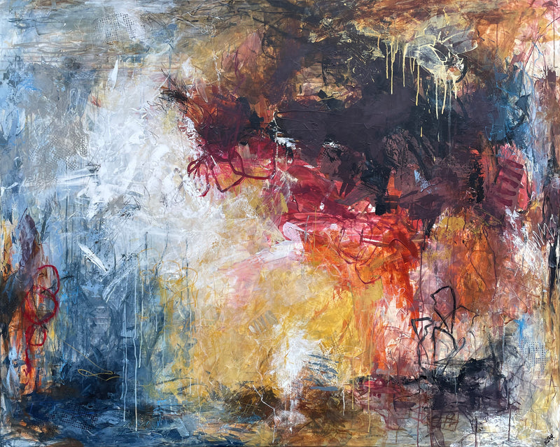 Taking the time, 120x150 cm -  landskabsinspireret originalt maleri