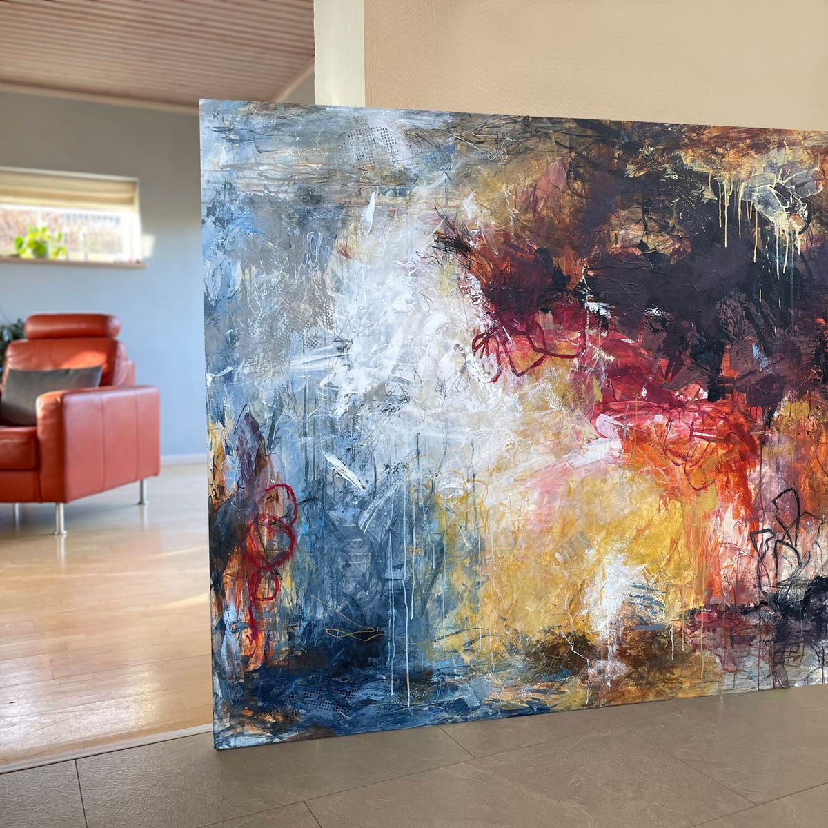 Taking the time, 120x150 cm -  landskabsinspireret originalt maleri
