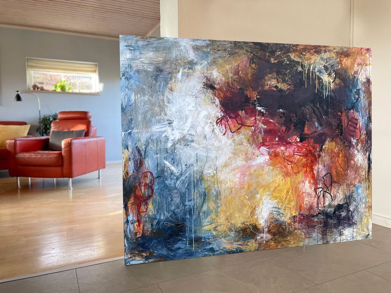 Taking the time, 120x150 cm -  landskabsinspireret originalt maleri