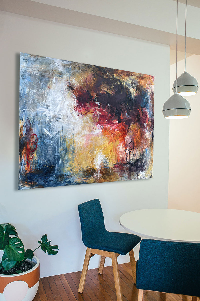 Taking the time, 120x150 cm -  landskabsinspireret originalt maleri