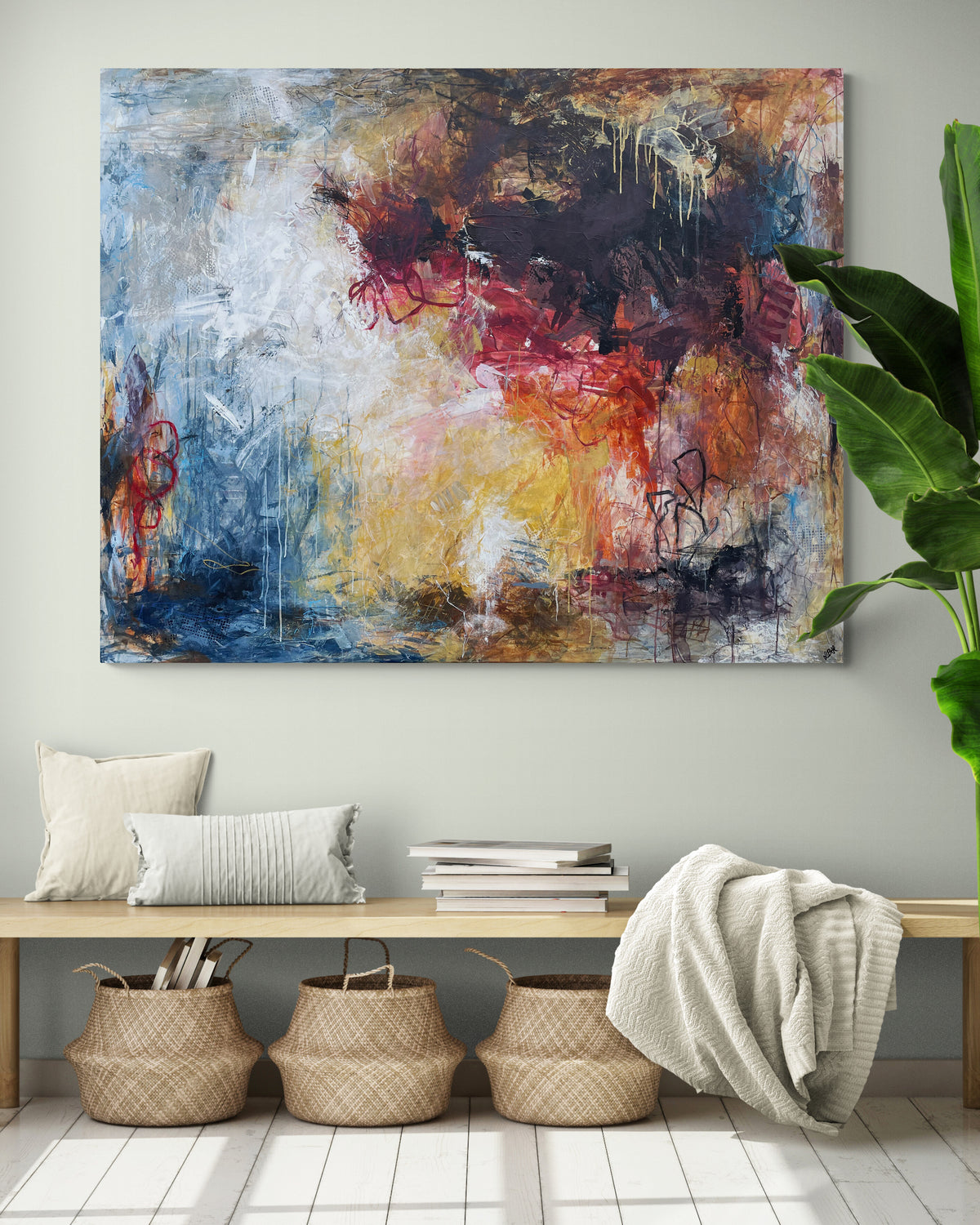 Taking the time, 120x150 cm -  landskabsinspireret originalt maleri