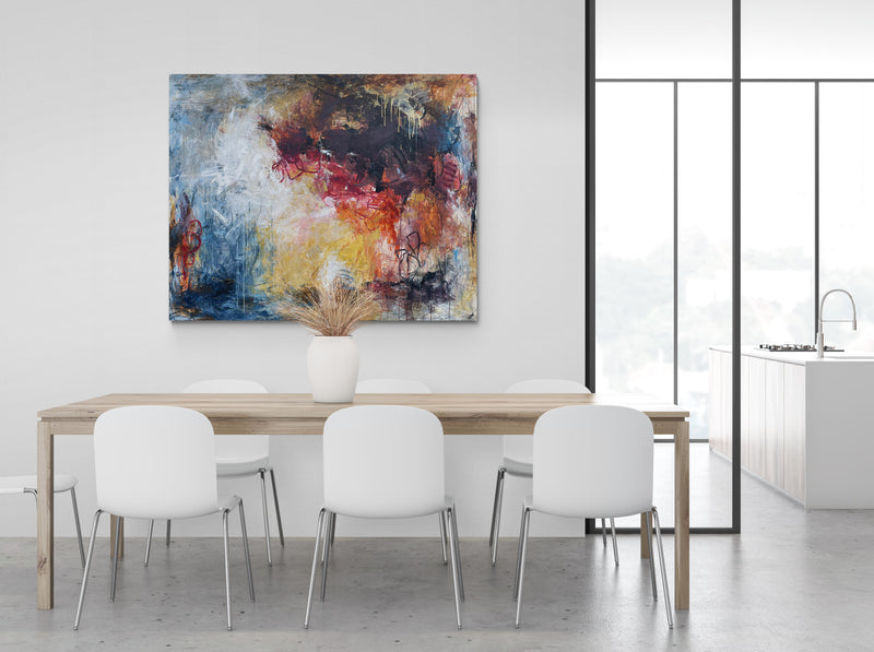 Taking the time, 120x150 cm -  landskabsinspireret originalt maleri