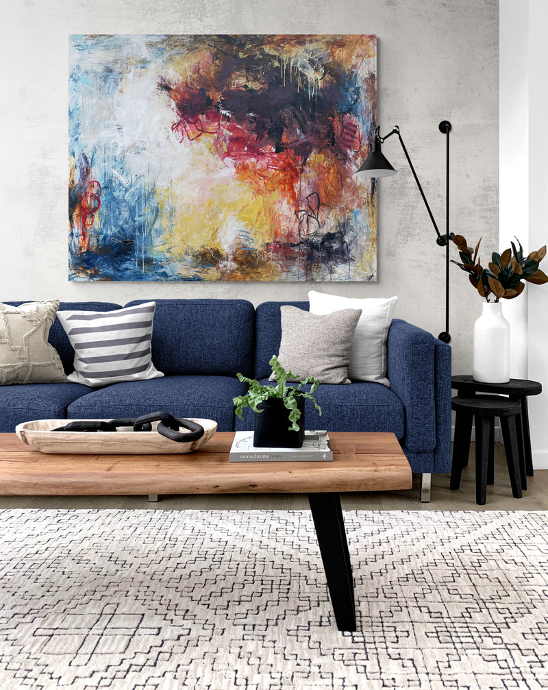 Taking the time, 120x150 cm -  landskabsinspireret originalt maleri