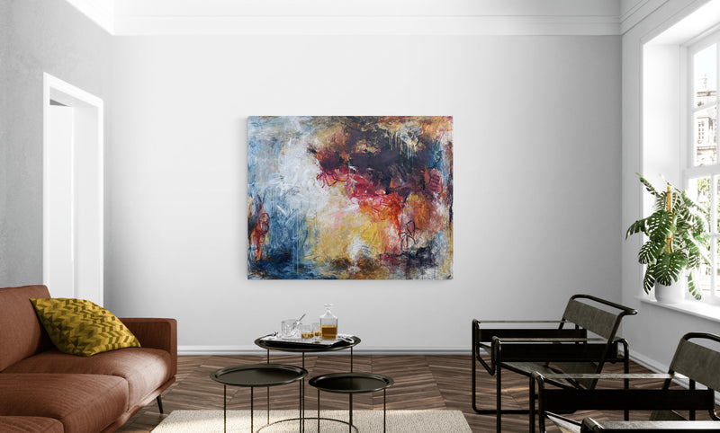 Taking the time, 120x150 cm -  landskabsinspireret originalt maleri