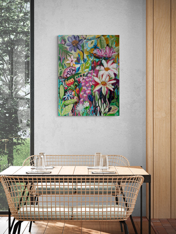 Spring time, 120x 90cm - blomsterinspireret originalt maleri