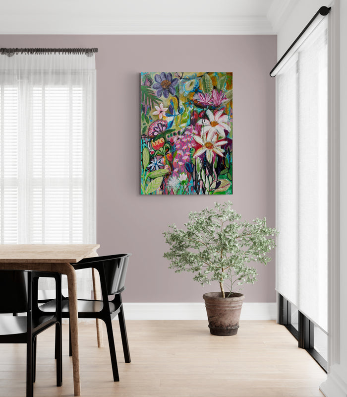 Spring time, 120x 90cm - blomsterinspireret originalt maleri