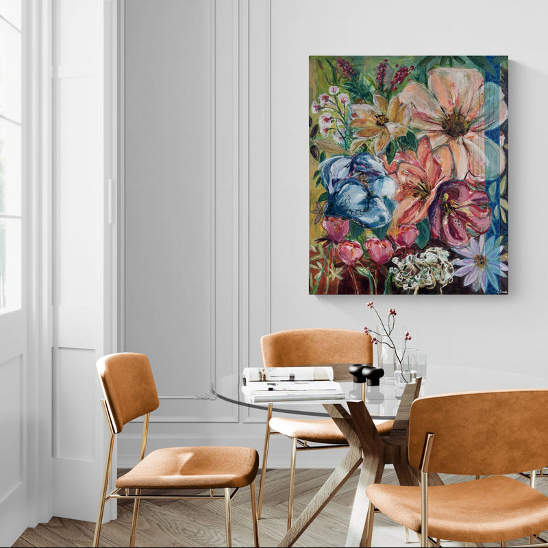 Breath it in, 120x100 cm - blomsterinspireret originalt maleri