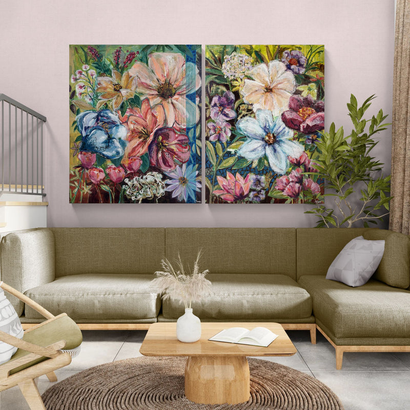 Breath it in, 120x100 cm - blomsterinspireret originalt maleri