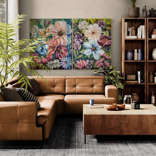 Let the Stillness Begin, 120x90 cm - blomsterinspireret originalt maleri