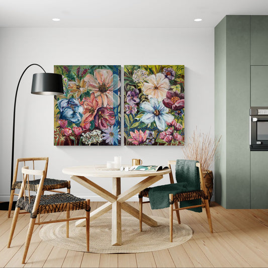 Breath it in, 120x100 cm - blomsterinspireret originalt maleri